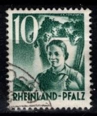 Germany - Rhine Palatinate #6N34 Girl Carrying Grapes - Used