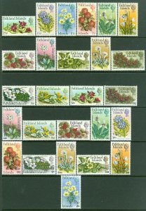 EDW1949SELL : FALKLAND 1971-72 Sc #197-222 Flowers. Both Cplt sets VFMNH Cat $89