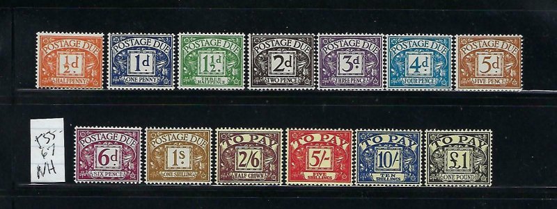 GREAT BRITAIN- SCOTT #J55-67 1959-63 POSTAGE DUES- WMK 322 MINT NEVER HINGED