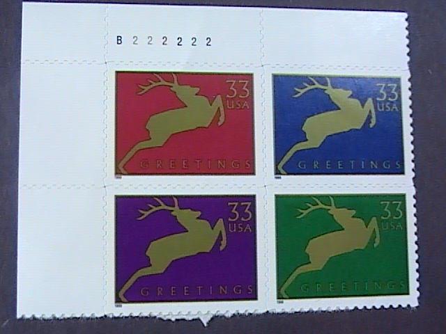 U.S.# 3356-3359-MINT/NEVER HINGED-UL PLATE# BLOCK OF 4(P#222222)-CHRISTMAS--1999