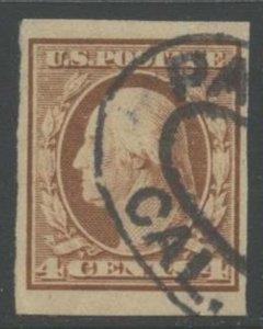 US Sc#346 1909 4c DL Watermark 191 Imperforate F-VF Sound Used