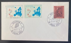 1961 Bremen Germany Rocket Flight Airmail Cover 10 Years Anniversary