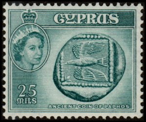 Cyprus 174 - Mint-H - 25m Ancient Coin of Paphos (1955) (cv $3.25)