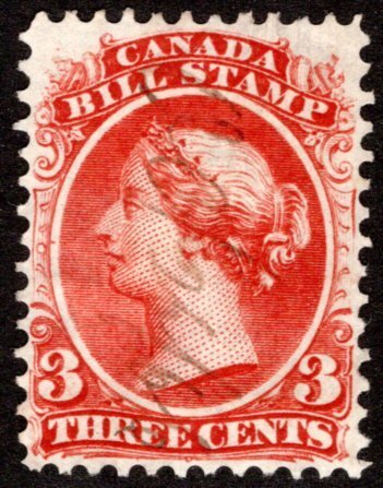 van Dam FB20, 3c, p12, Used, Canada Federal Bill Stamp, 2nd Issue, 1865