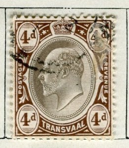 TRANSVAAL; 1904-09 early Ed VII Mult Crown CA issue fine used 4d. value