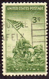 United States 929 - Used - 3c Iwo Jima Flag-raising (1945)