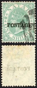 Natal SG84 1/- Green Opt POSTAGE Cat 8 pounds