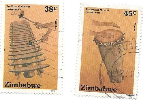 Zimbabwe #640-641 Musical Instrements (U) CV $3.15