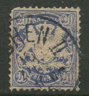 Bavaria -Scott 51 - Coat of Arms -1881 - FU - Single 20pf Stamp