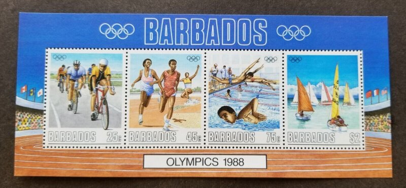 *FREE SHIP Barbados Summer Olympic Games Seoul 1988 Bicycle Swimming Run (ms) MH