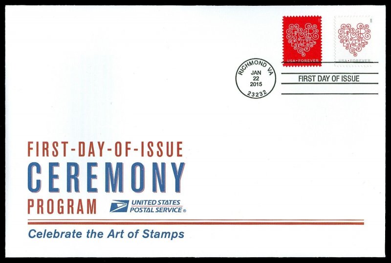 Scott 4955-4956 Forever Love First Day Cover with Ceremony Program Insert