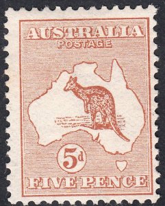 1913 AUSTRALIA KANGAROO 5d CHESTNUT (SG#8) MH