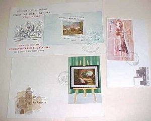 CUBA FDC 3 DIFF. SHEETLETS 1968 x2, 1986 CACHET UNADDRESSED