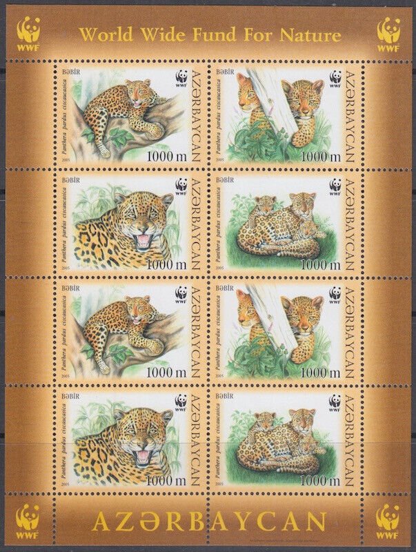 AZERBAIJAN SC # 782a-d CPL SHEET of 2 SETS of 4 - WWF TIGERS