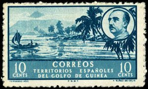 Spanish Guinea Scott 307 F-VF/MNH -1949 10c San Carlos Bay