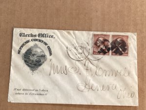 1/2/1887 Columbus Ohio Supreme Court cover #210 pair to Mrs Flemwell in Geneva O