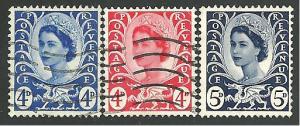 GB - Wales & Monmouthshire #8,10-11, Queen Elizabeth, Used**-