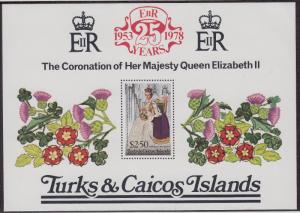 TURKS & CAICOS ISLANDS MNH Scott # 348 QEII Silver Jubilee (1 Sheet) (2)