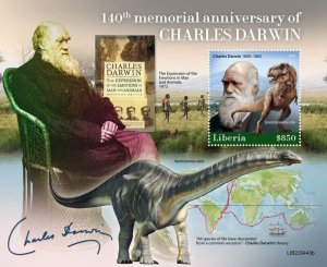 Liberia - 2022 Naturalist Charles Darwin - Stamp Souvenir Sheet - LIB220443b