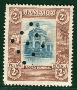 JAMAICA KGV Stamp 2s *Rodney Memorial* PERFIN Large Part OG{samwells} PIBLUE66