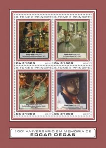 St Thomas - 2017 Artist Edgar Degas - 4 Stamp Sheet - ST17401a