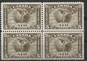 Canada # C2  Mercury & Globe Airmail BLOCK/4     (1) VF Mint NH