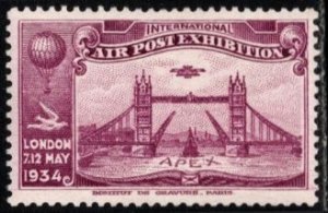 1934 Great Britain Poster Stamp APEX International Air Post Exhibition London