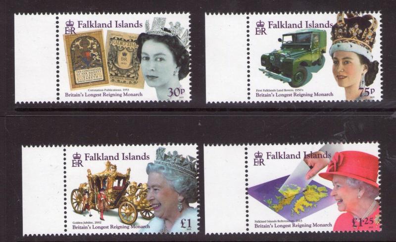 FALKLAND ISLANDS Longest Reigning Monarch 9/9/15 Set MNH