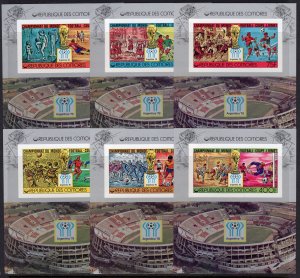 Comoro Islands 1978 Mi#Bl.117/122B WORLD CUP ARGENTINA 78 IMPERFORATED 6 S/S MNH