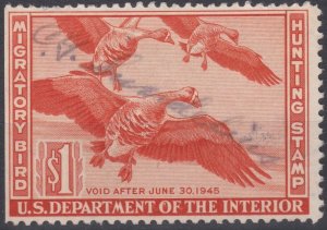 US 1944 $1 Duck Hunting Permit Used
