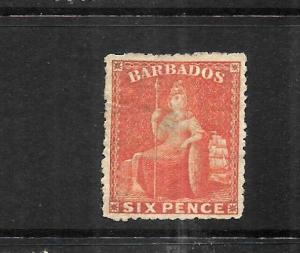 BARBADOS   1870  6d  ORANGE VERMILLION   MLH   SG 46    