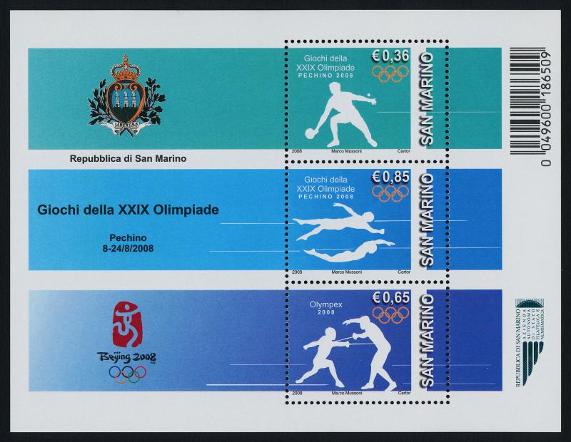 San Marino 1758 MNH Summer Olympics, Sports, Swimming