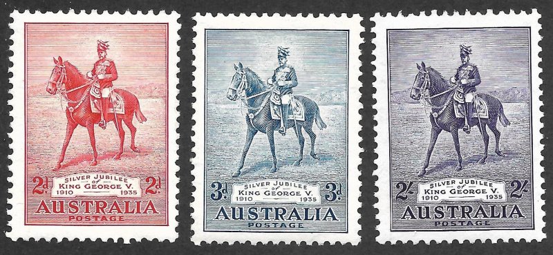 Doyle's_Stamps: MLH 1935 XF+ Australian KGV Set Scott  #152* to #154*