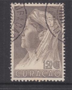 CURACAO, 1936 Wilhelmina 1g.50 Sepia, perf. 12 1/2 x 14, used.