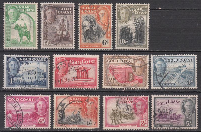 Gold Coast - 1948 KGVI complete set Sc# 130/141  (7807)