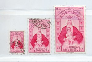 VENEZUELA 1952 VIRGIN OUR LADY OF COROMOTO SCOTT 641-3 USED SET