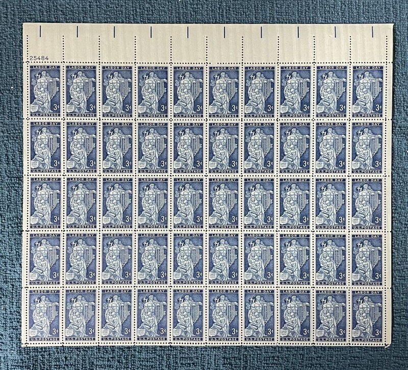 Scott #1082, 3c Labor Day, AFL-CIO, Mint sheet of 50, MNH