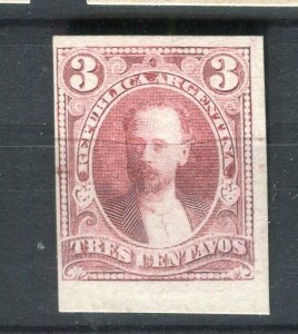 ARGENTINA; 1880s Scarce classic PROOF of Portrait Design 3c. on Thick Card