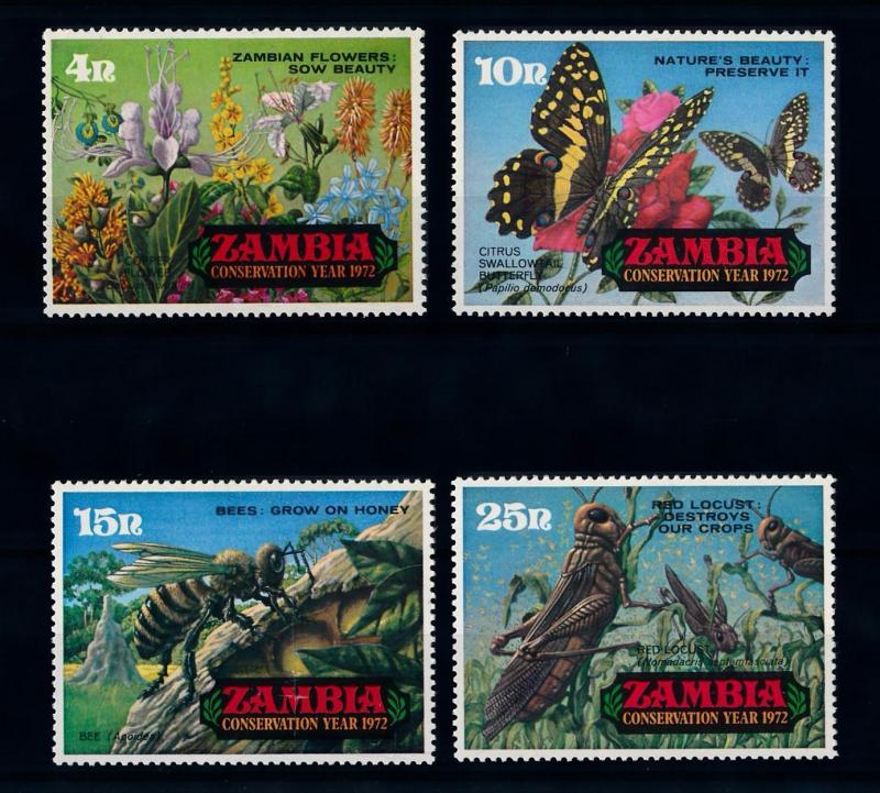 [70679] Zambia 1972 Insects Butterflies Bees Flowers  MNH