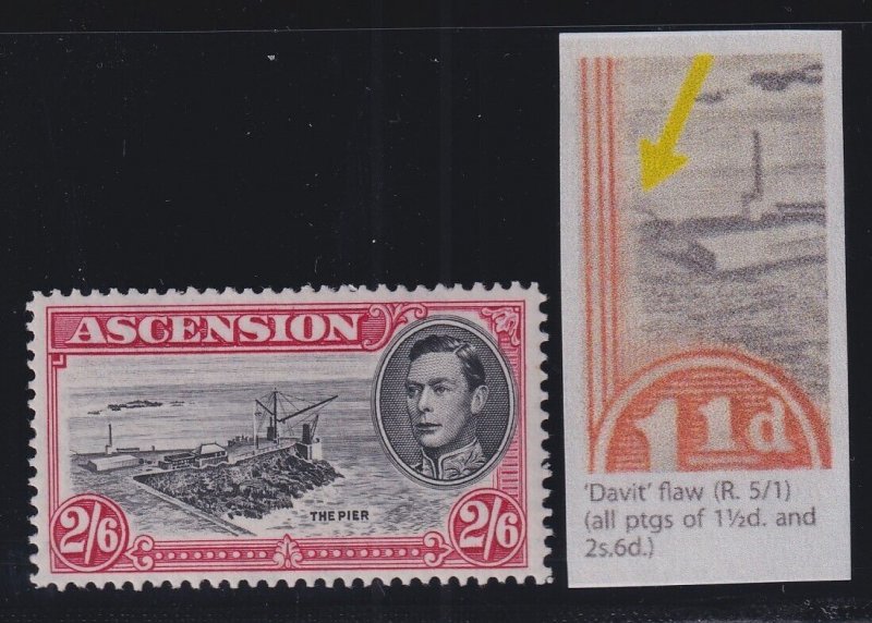 Ascension, SG 45ca, MLH Davit Flaw variety