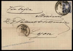 German Turkey Mi3 EF 1888 Cover Constantinople to Lyon France 72808