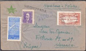 Brazil Esperanto Cover to Poland 1961 Registered with Label.