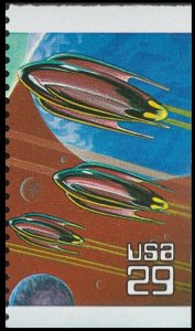 US 2745 Space Fantasy Bottle nose rocket ship 29c single MNH 1993