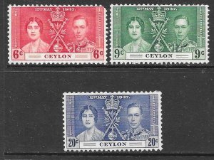 Ceylon 275-277: King George VI and Queen Elizabeth, MH, F-VF
