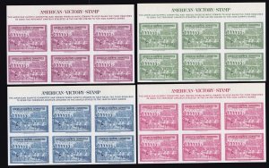 US 1940 American Olympic Committee Imperf Blocks of 6 Set Cinderella Stamps