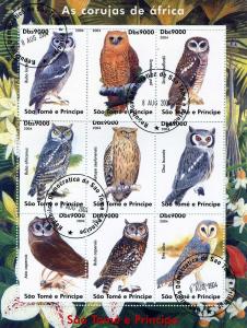 Sao Tome & Principe 2004 BIRDS OWLS Sheet Perforated Fine Used