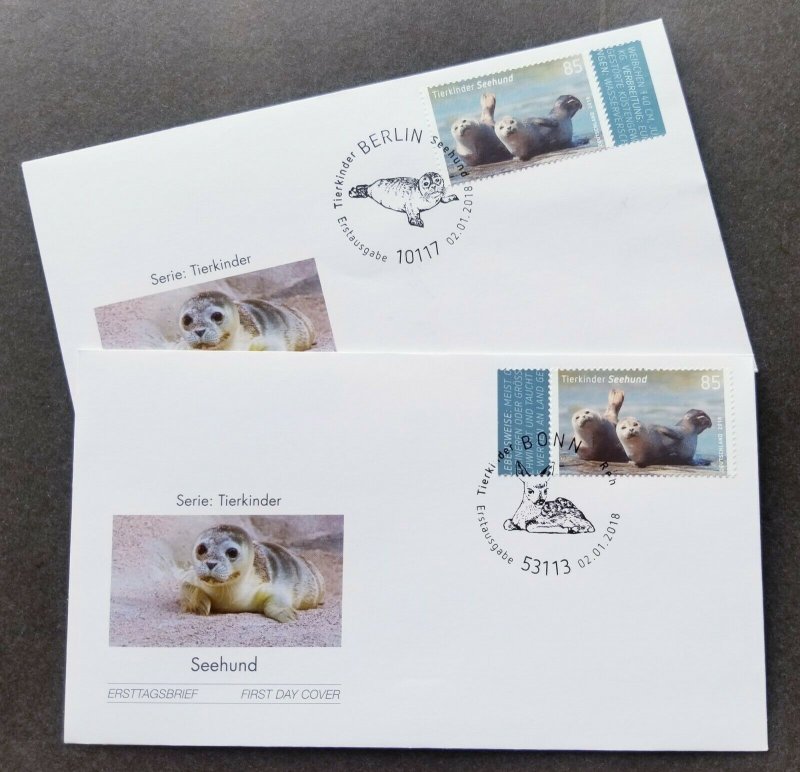 Germany Baby Animal Harbour Seal 2018 Fauna Marine Life (FDC pair)