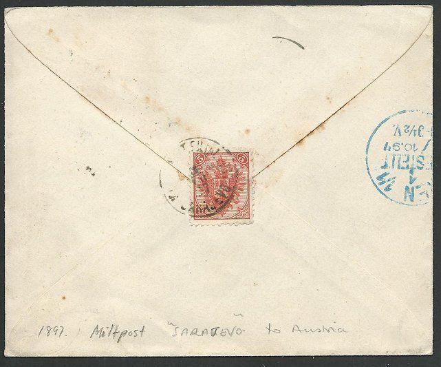 AUSTRIA BOSNIA 1897 Field Post Office cover SARAJEVO to Vienna.............59328