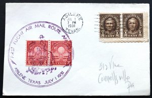 U.S. Used #656 Edison Coil Line Pair on First Flight Cover July 1, 1931. Scarce!