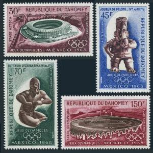 Dahomey C85-C88,MNH.Mi 360-363. Olympic Mexico-1968.Aztec Stadium.Sculptures.